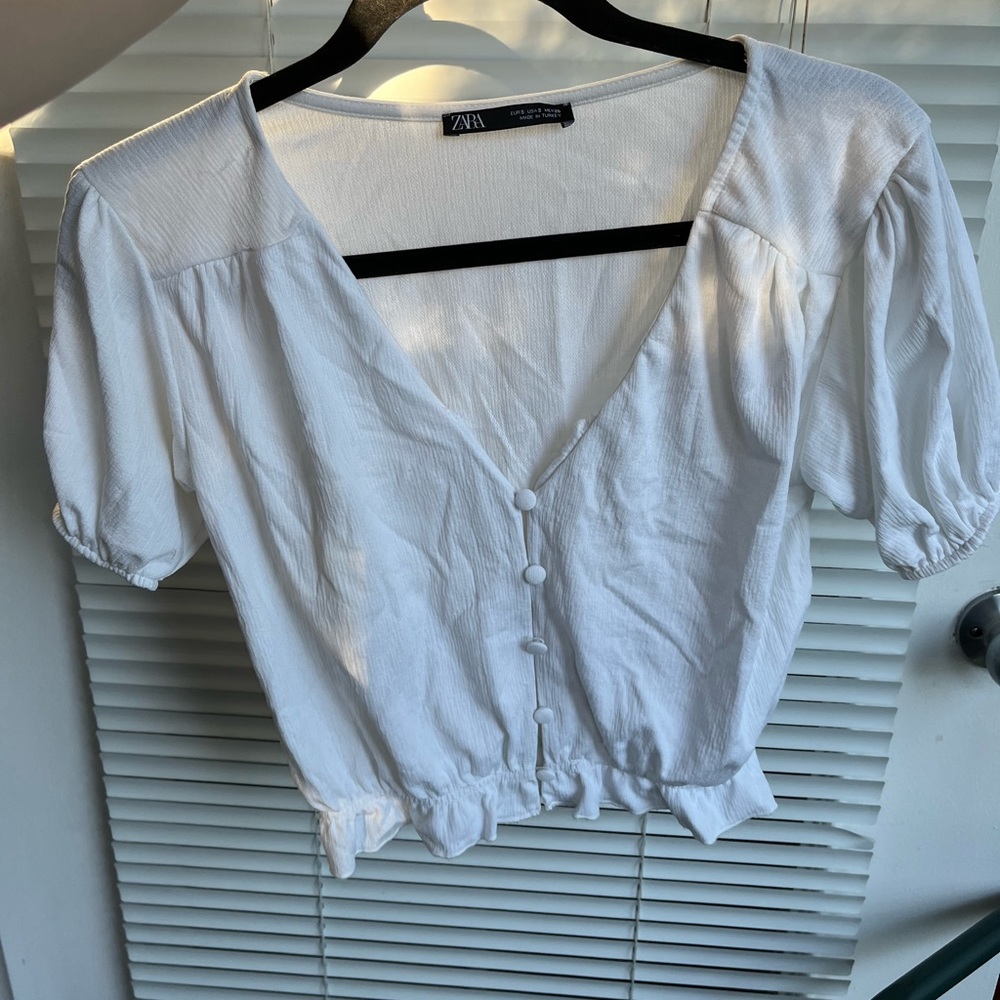 White Zara cropped blouse size small